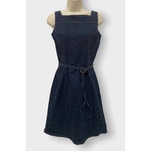Ann Taylor Size 2 Dress Belted Denim Sleeveless Summer Blue Cotton